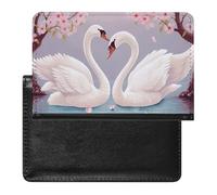 Custodia per passaporto con cigni bianchi con albero floreale rosa, custodia per passaporto in pelle PU di alta qualità, custodia portatile per passaporto da viaggio, unisex, organizer per documenti