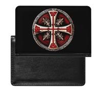 Custodia per passaporto con croce dei cavalieri templari, con scomparto per carte di credito, custodia per passaporto da viaggio, Stile:, Taglia unica