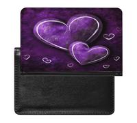 Custodia per passaporto con cuori viola, in pelle, blocco RFID, portafoglio da viaggio, organizer per documenti, protezione passaporto, per uomini e donne