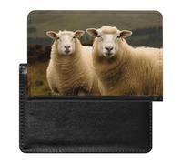 Custodia per passaporto, con due pecore bianche, da viaggio, per passaporto, custodia per passaporto, con tasche, stile, taglia unica, minimalista