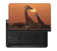 Custodia per passaporto con giraffa al tramonto, in pelle, blocco RFID, portafoglio da viaggio, organizer per documenti, protezione passaporto, per uomini e donne