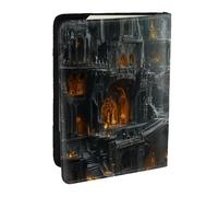 Custodia per passaporto con immagine di castello di vampiro in stile gotico antico, con vista interna, in pelle PU, organizer per passaporto, per uomini e donne, 16,5 cm, Nero , Taglia unica