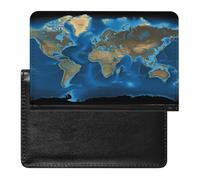 Custodia per passaporto con mappa del mondo, con blocco RFID, in pelle, per passaporto, protezione per passaporto, porta carte di credito, accessori da viaggio