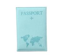 Custodia per passaporto con mappa del mondo, stampa a caldo, semplice aereo, per donne e uomini, regalo di nozze alla moda, a blu, Taglia unica