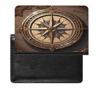 Custodia per passaporto con mappa stradale con bussola, in pelle PU, carina, custodia per passaporto, organizer portatile per carte di credito, organizer per documenti da viaggio, per donne e uomini