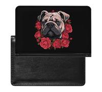 Custodia per passaporto con motivo bulldog inglese e rose, custodia per passaporto con slot per carte di credito, custodia per passaporto da viaggio, Stile:, Taglia unica
