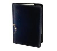 Custodia per passaporto con note musicali dorate con stampa a stelle scintillanti cadute per viaggi indispensabili, custodia per passaporto per accessori da viaggio per donne e, nero, Taglia unica