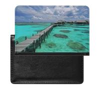 Custodia per passaporto con paesaggio delle Maldive in pelle custodia sottile da viaggio per passaporto carte di credito carte d'identità carte d'imbarco biglietti organizer documenti da viaggio