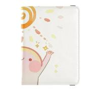 Custodia per passaporto, con personaggio dei cartoni animati che tiene sole Halloween, elementi essenziali da viaggio in pelle PU, impermeabile, blocco RFID, custodia per carte di credito, per uomini