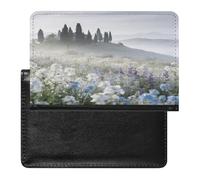 Custodia per passaporto con prato di fiori selvatici toscani, blocco RFID, in pelle, porta passaporto, protezione passaporto, porta carte di credito, accessori da viaggio
