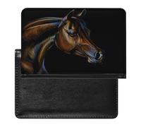 Custodia per passaporto con ritratto di un cavallo arabo carino con slot per carte di credito custodia per passaporto da viaggio, Stile:, Taglia unica