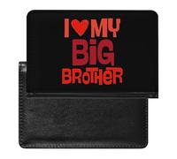 Custodia per passaporto con scritta "I Love My Big Brother", con scomparto per carte di credito, custodia per passaporto da viaggio, Stile:, Taglia unica