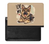 Custodia per passaporto con scritta "I Love My Border Collie", con scomparto per carte di credito, da viaggio, Stile:, Taglia unica