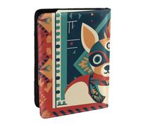 Custodia per passaporto con sfondo grafico stampato in stile azteco, da viaggio, in pelle PU, per uomini e donne, 16,5 cm, Nero , Taglia unica