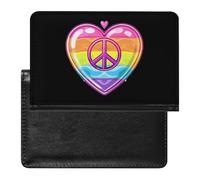 Custodia per passaporto con simbolo della pace arcobaleno e cuore con bandiera gay prideful con slot per carte di credito custodia per passaporto da viaggio, Stile:, Taglia unica