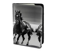Custodia per passaporto con stampa di cavalli bianchi e neri che corrono per viaggi indispensabili, custodia per passaporto per accessori da viaggio per donne e uomini, Nero, One Size