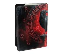 Custodia per passaporto con stampa di corvo scuro misterioso con rune rosse, da viaggio, in pelle PU, per uomini e donne, 16,5 cm, Nero , Taglia unica