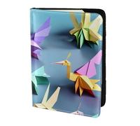 Custodia per passaporto con stampa di gru in carta multicolore origami, custodia per passaporto, portafoglio per carte e documenti