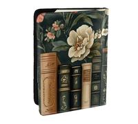 Custodia per passaporto con stampa di libri e scritta "Stand Among The Flowers", da viaggio, in pelle PU, per uomini e donne, 16,5 cm