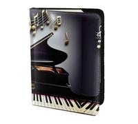 Custodia per passaporto con stampa di note musicali e pianoforti, portafoglio da viaggio sottile e leggero, accessorio universale alla moda per adulti