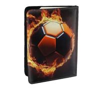 Custodia per passaporto con stampa fiamme rosse e nere, da viaggio, in pelle PU, per uomini e donne, 16,5 cm, Nero , Taglia unica