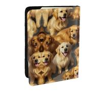 Custodia per passaporto con stampa Golden Retrievers, per carte e documenti, Nero , Taglia unica