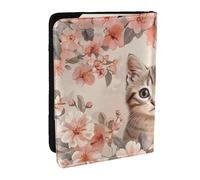 Custodia per passaporto con stampa "The Lovely Cat is Among The Flowers", da viaggio, in pelle PU, per uomini e donne, 16,5 cm