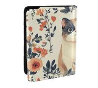 Custodia per passaporto con stampa "The Yellow Cat is Among The Flowers", da viaggio, in pelle PU, per uomini e donne, 16,5 cm