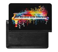 Custodia per passaporto con tastiera colorata per pianoforte e note musicali, leggera, custodia per passaporto per viaggi impermeabile per uomo