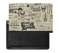 Custodia per passaporto con teschio e nave pirata con mappa del tesoro, custodia per passaporto con slot per carte di credito, custodia per passaporto da viaggio, Stile:, Taglia unica