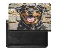 Custodia per passaporto con testa di Rottweiler, per donne e uomini, in pelle PU, custodia per passaporto, custodia da viaggio minimalista sottile tasca frontale portafoglio porta carte di credito
