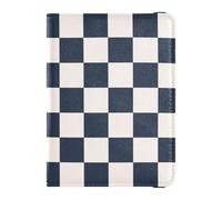 Custodia per passaporto da viaggio a quadri per passaporto, per donne e uomini, con slot per carte, blu navy
