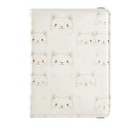 Custodia per passaporto da viaggio color crema con facce di gattino, custodia per passaporto, per donne e uomini, con slot per carte di credito