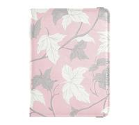 Custodia per passaporto da viaggio con foglie rosa, custodia per passaporto, per donne e uomini, con slot per carte di credito