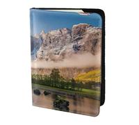 Custodia per passaporto da viaggio con stampa di paesaggi montani per viaggi indispensabili, custodia per passaporto per accessori da viaggio per donne e uomini, Nero , Taglia unica