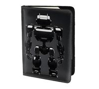 Custodia per passaporto da viaggio con stampa robot nera per famiglia in pelle per uomo e donna, nero, Taglia unica