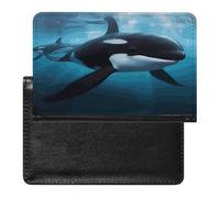 Custodia per passaporto da viaggio in pelle PU con orca killer whale, custodia per passaporto, custodia per passaporto, custodia ultra sottile per passaporto, custodia protettiva per passaporto, per