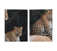 Custodia per passaporto da viaggio, motivo leopardo africano su roccia, con scomparti per carte di credito e carta d'imbarco, organizer per documenti d'identità e documenti di famiglia (20 x 13 cm)