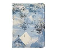 Custodia per passaporto e carta di vaccino in pelle personalizzata The Snow-covered Town Combo Wallet Combo porta passaporto custodia ultra sottile, La città coperta di neve, 1 size