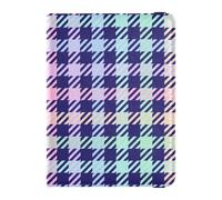 Custodia per passaporto e carte di vaccino in pelle color pastello arcobaleno con motivo scozzese scozzese scozzese e blu navy, organizer per documenti di viaggio, impermeabile, per uomini e donne,