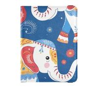 Custodia per passaporto e carte di vaccino in pelle con elefante etnico e porta carte di credito, custodia per passaporto, custodia a portafoglio impermeabile, Elefante costume etnico, 1 size