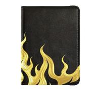 Custodia per passaporto e carte di vaccino in pelle nera con sfumatura dorata e fiamma, organizer per documenti di viaggio, custodia per passaporto, essenziale da viaggio, impermeabile