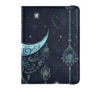 Custodia per passaporto e carte di vaccino in pelle personalizzabile con luna Boho retrò Unearthly custodia per passaporto custodia impermeabile, Luna Boho Retro Unearthly, 1 size