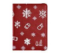 Custodia per passaporto e carte di vaccino in pelle rossa e bianca Merry Christmas, con blocco RFID, ultra sottile, Rosso e bianco Buon Natale, 1 size