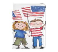 Custodia per passaporto e carte di vaccino per bambini, con piccole bandiere che sventolano, in pelle, per documenti di viaggio, organizer per passaporto, custodia a portafoglio per viaggi, essenziale