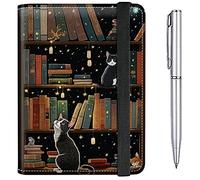 Custodia per passaporto e porta carte vaccino CDC Combo Plus una penna, Biblioteca dei gatti, Moderno