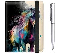 Custodia per passaporto e porta carte vaccino CDC Combo Plus una penna, Cavallo d'arte, Moderno