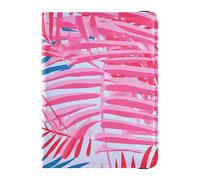 Custodia per passaporto impermeabile in pelle rossa con foglie estive tropicali per viaggi Custodia protettiva per vaccino Custodia protettiva per passaporto Combo con slot per carte di vaccino per