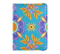 Custodia per passaporto in pelle arancione viola con motivo floreale margherita per documenti di viaggio organizer da viaggio per passaporto portafoglio da donna ultra sottile, margherita floreale