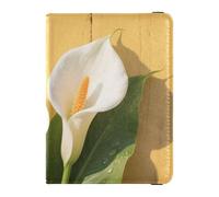 Custodia per passaporto in pelle bianca con giglio di calla bianca Combo per il supporto della carta di vaccino da viaggio Combo Organizer per documenti accessori per uomini ultra sottile